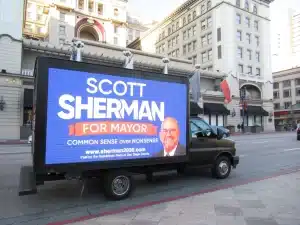 political mobile billboard truck advertising